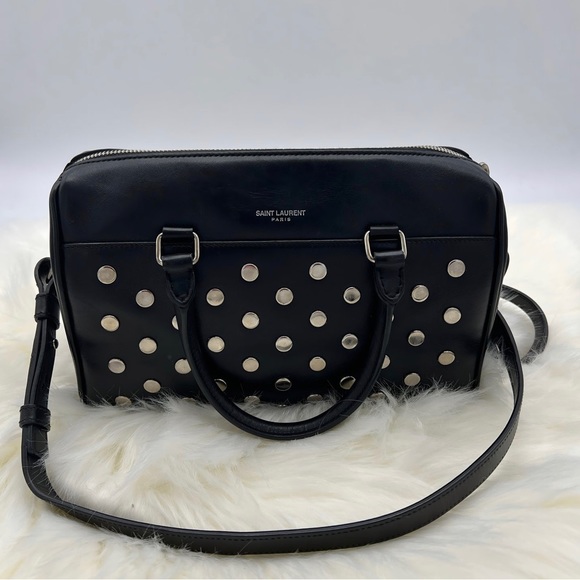 RARE YSL ✨Excellent Condition✨Classic Baby Studded Duffle Bag in Black Leather - Picture 2 of 12